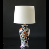 Large Chinese table lamp blue with fruits - Natura 2