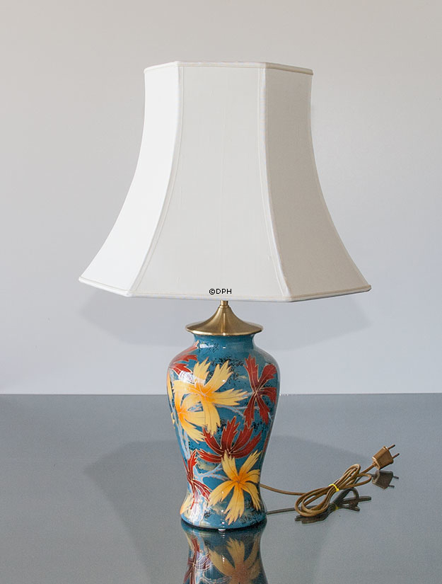 Sekskantet lampeskærm 29 cm i højden, hvid silke