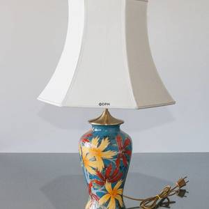 Kinesisk bordlampe med gyldne blade 