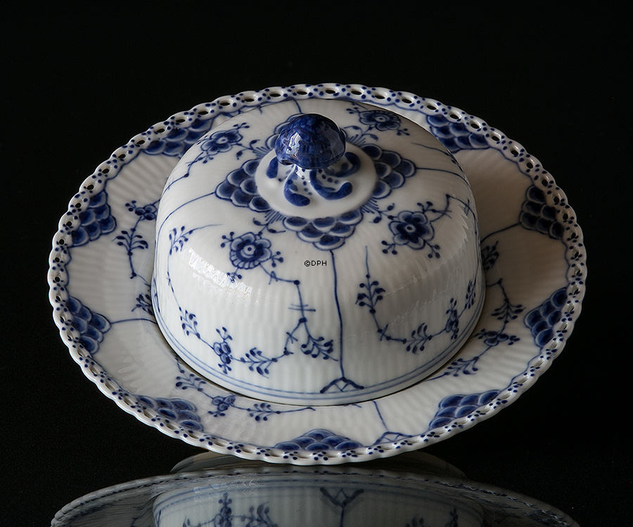 Musselmalet halvblonde lille lågkrukke Royal Copenhagen nr. 1003