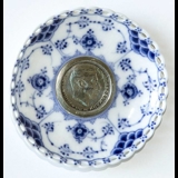 Blue Fluted, Full Lace, Candle ring with coin 2 Krone Christian X 1912