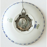 Musselmalet Vollspitze, Kerzenring mit Münze 2 Krone Christian X 1870-1930