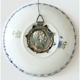 Musselmalet, helblonde, lysmanchet med mønt 2 krone Christian X 1870-1930