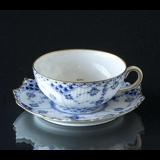 Blue Fluted, Full Lace, Teacup with golden rim, Royal Copenhagen