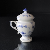 Blue fluted, fluted, jar with lid and handle / mustard jug no. 138