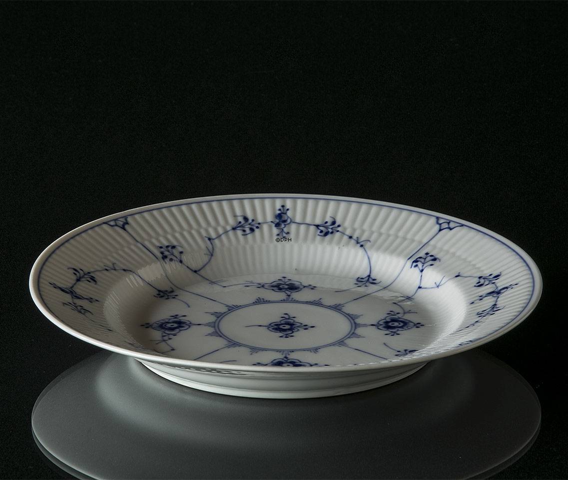Muselmalet Riflet hel flad tallerken 21 cm - Sjælden, Royal Copenhagen nr. 186