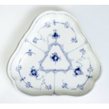 Blue Fluted, Plain, triangular dish 23cm