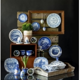 Musselmalet, riflet, Terrin med låg, Lågfad, Royal Copenhagen
