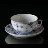 Blue Fluted, Half Lace, Large Bredkfast cup with saucer, Royal Copenhagen no. 524