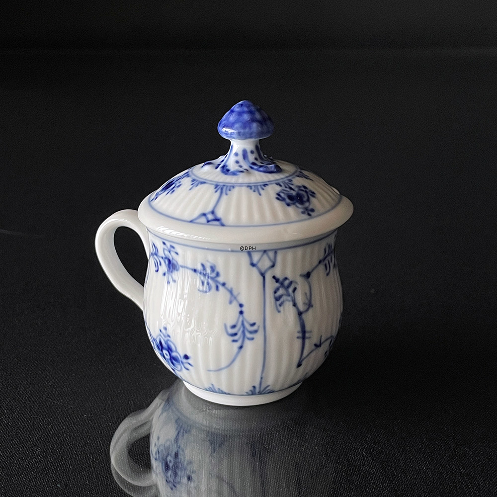 Musselmalet, riflet, Sennepskrukke med låg (Inskription Danish Food Centre), Royal Copenhagen nr. 1-64