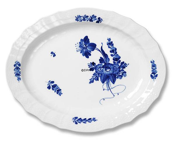 Blå Blomst, svejfet, ovalt fad 45 cm, Royal Copenhagen nr. 1558