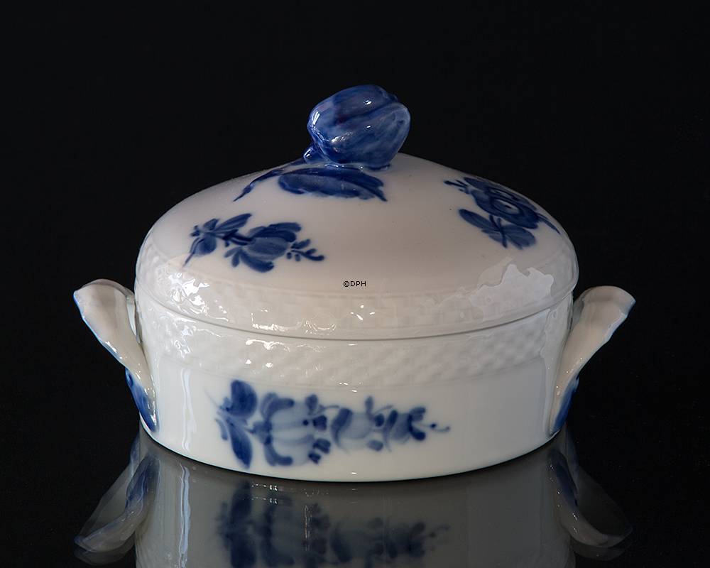 Blå Blomst, flettet, smørkrukke nr. 10/8139, Royal Copenhagen