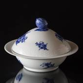 Blå Blomst, flettet, skål med låg, Royal Copenhagen ø18cm