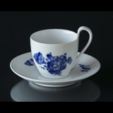 Blaue Blume, glatt, Große Kaffeetasse und Untertasse Nr. 10/8195, Royal Copenhagen