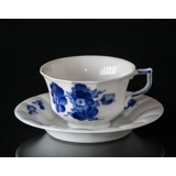 Blue Flower, Angular, tea Cup (large Coffee Cup) with saucer no. 10/8500 1,8dl, Royal Copenhagen