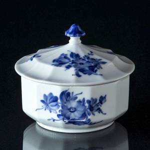 Blå Blomst, kantet, Smørskål, lille skål med låg | Nr. 10-8572 | DPH Trading