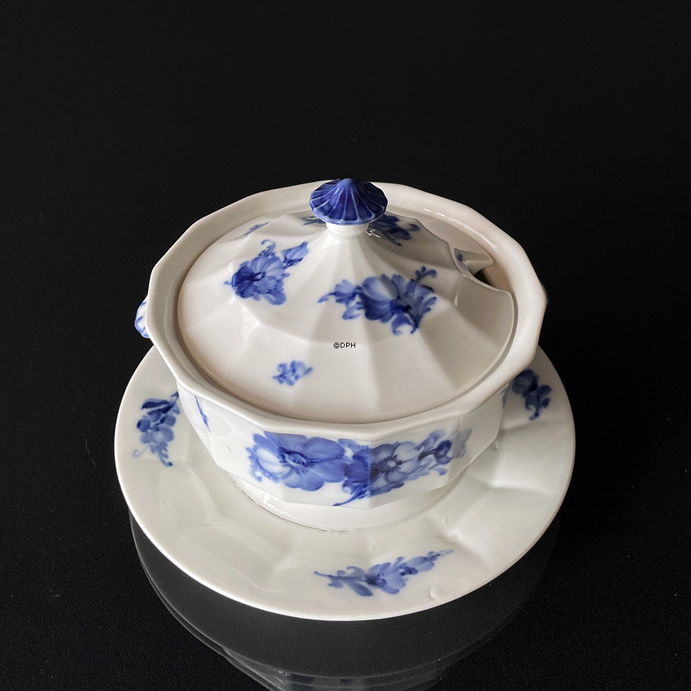 Blå Blomst, kantet, rund lille lågfad med underskål/Sauceterrin nr. 10/8602