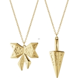 Christmas Ornament- Filled In Bow and Cone Gold-Gold Plated set 2022