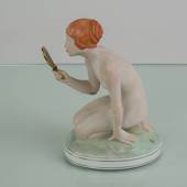 Pige med spejl, Overglasurfigur, Royal Copenhagen nr. 1244