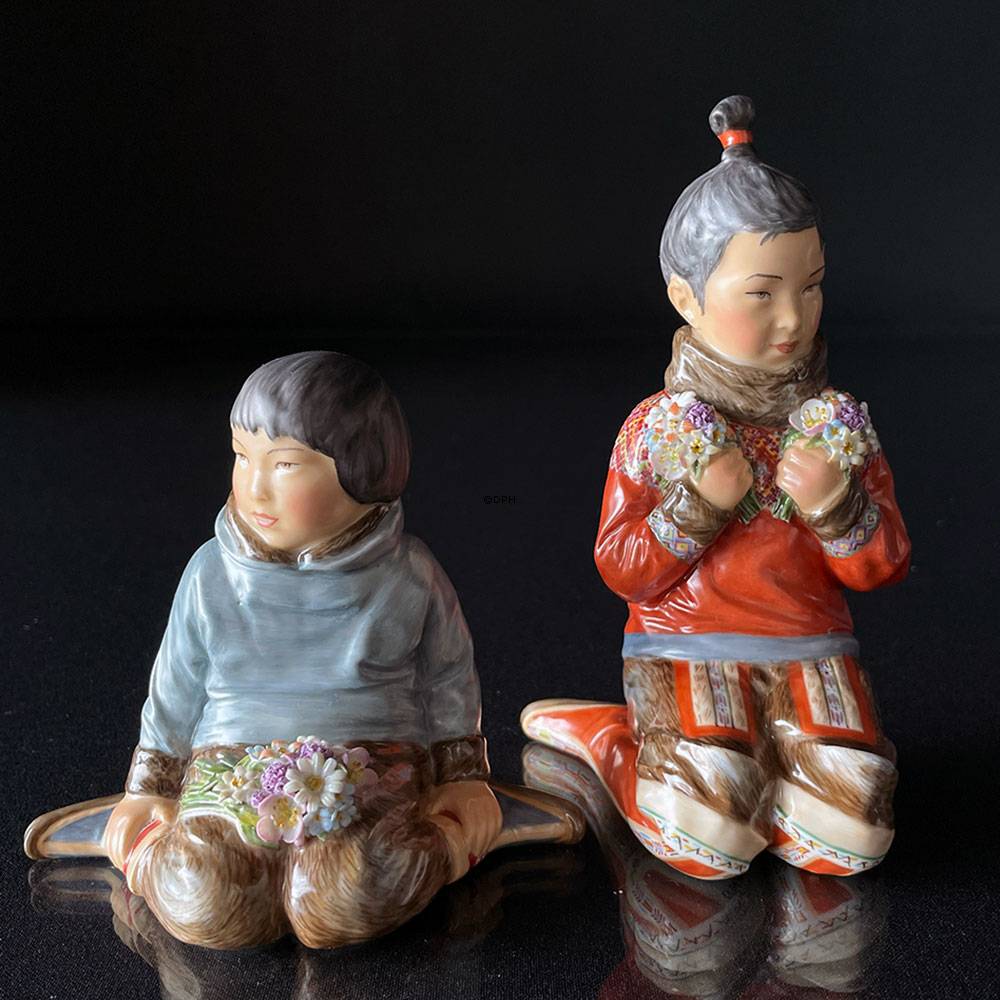 Grønlandsk dreng, Overglasur figur, Royal Copenhagen nr. 12419 eller 255