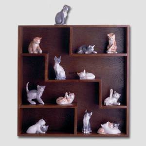 Sættekasse med kattefigurer, 12 stk. fra Royal Copenhagen | Nr. 1020040 | DPH Trading