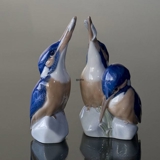 Pair of Kingfishers, Royal Copenhagen bird figurine no. 1769 or 114