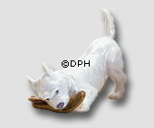 Hund med tøffel, Royal Copenhagen hunde figur nr. 3476 eller 145
