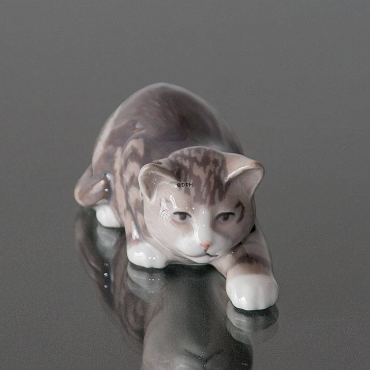 Snigende stribet kat, Royal Copenhagen figur nr. 306