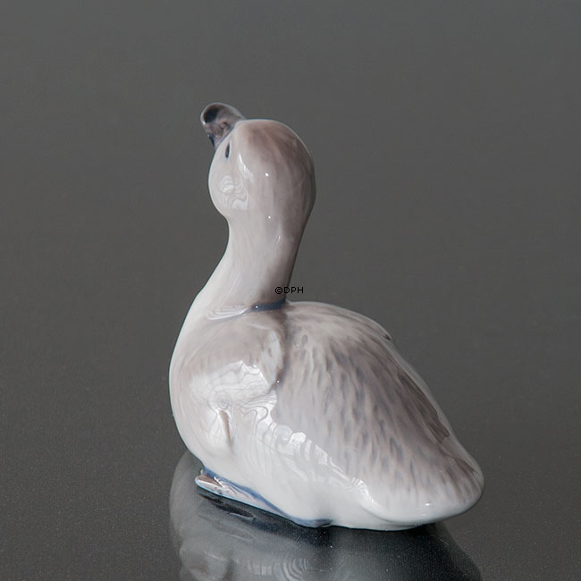 Svaneunge som strækker hals, Royal Copenhagen fugle figur nr. 361