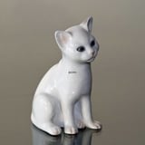 Siddende hvid kattekilling, Royal Copenhagen kattefigur nr. 505