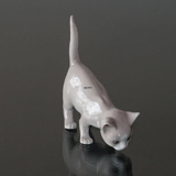 Grå kat med løftet hale, Bing & Grøndahl kattefigur nr. 2517 eller 517