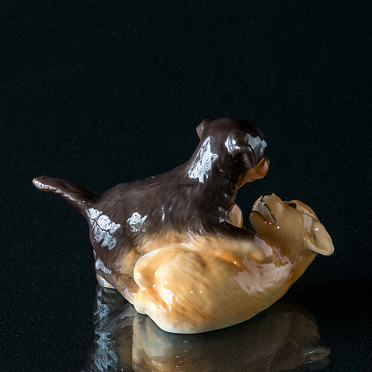 Legende Rottweiler og Golden Retriever, Royal Copenhagen hunde figur nr. 746