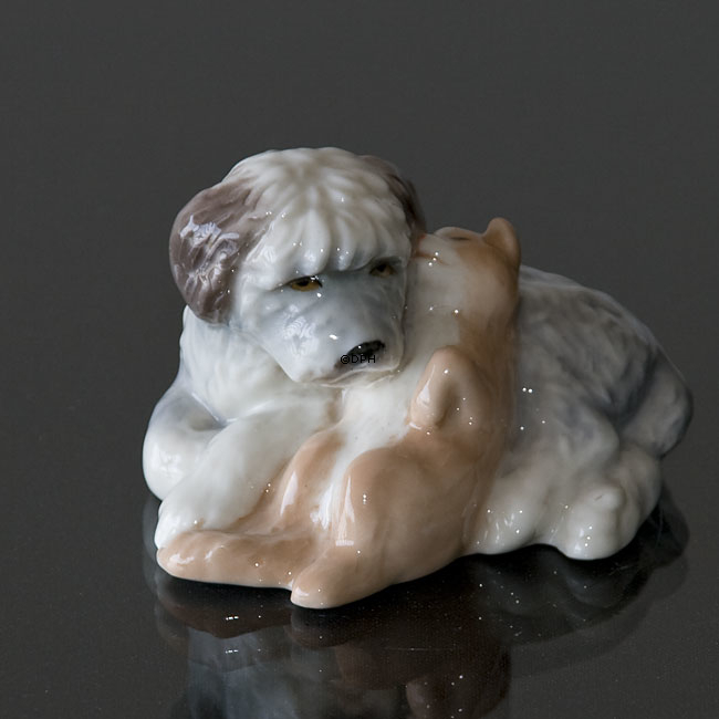 Old English Sheepdog, Royal Copenhagen hunde figur nr. 752