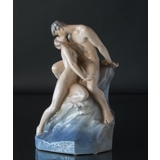 Wave and Rock, Man and Woman Kissing by the Sea, Royal Copenhagen figurine no. 1132 or 088