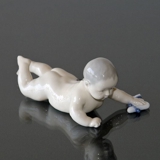 Toddler with sock trying to crawl, Royal Copenhagen figurine no. 1739 or 112