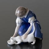 Only one Drop, Girl with Cat drinking milk, Bing & Grondahl figurine no. 1745 or 421