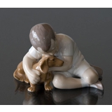 Junge mit Hund, Wahre Freundschaft, Bing & Gröndahl Figur Nr. 1951 oder 440