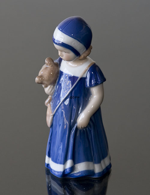 Else med bamse, Stående pige, Royal Copenhagen figur nr. 671