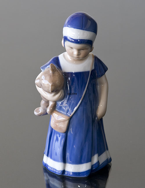 Else med bamse, Stående pige, Royal Copenhagen figur nr. 671