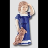 Else Waiting, Girl standing with Teddy, Royal Copenhagen figurine no. 676