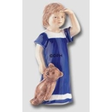 Else Waiting, Girl standing with Teddy, Royal Copenhagen figurine no. 676