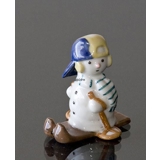 Schneemann Junge auf Ski, Royal Copenhagen Winter Figur Nr. 771