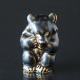 Bear Cub sitting down looking scared, Royal Copenhagen stoneware figurine no. 21435 or 235