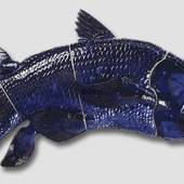 Blå fisk, krum, Royal Copenhagen figur