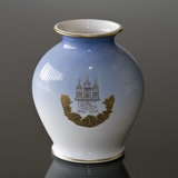 1895-1995 large Centenary Vase, celebrating 100 years with christmas plates, Bing & Grondahl