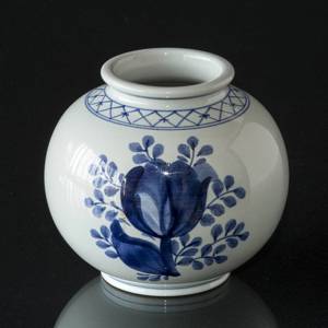 Royal Copenhagen/Aluminia Tranquebar, blå, rund Vase | Nr. 11-1163 | DPH Trading
