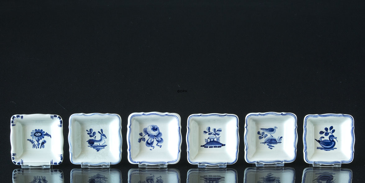 Royal Copenhagen/Aluminia Tranquebar, asiet / smørkop - Fåes med forskellige motiver