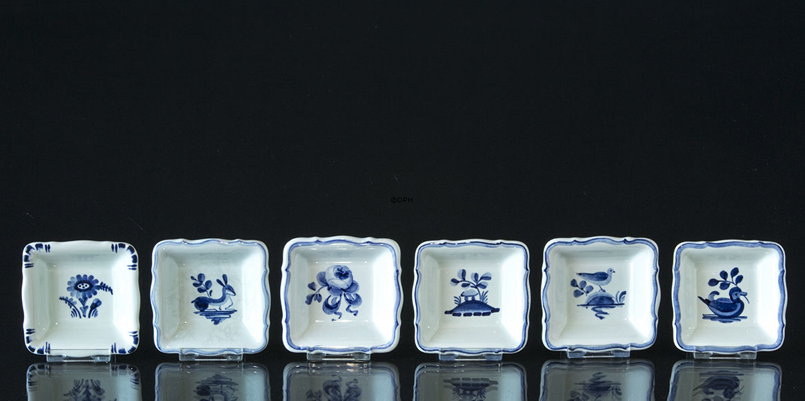 Royal Copenhagen/Aluminia Tranquebar, asiet / smørkop - Fåes med forskellige motiver