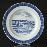Royal Copenhagen/Aluminia Tranquebar, blå, tallerken 23cm nr. 11/946 motiv: Klebækhøjene