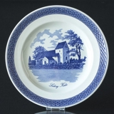 Royal Copenhagen/Aluminia Tranquebar, blå, tallerken 23cm nr. 11/946 motiv: Læborg Kirke